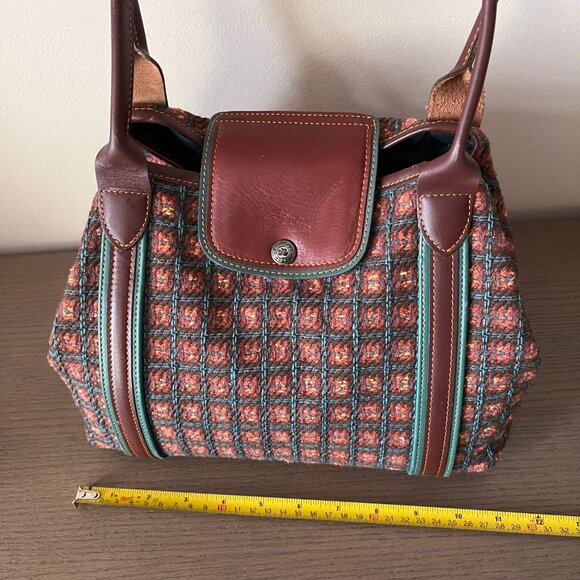 Rare Longchamp  Wool/Leather Tote Bag - Picture 8 of 12